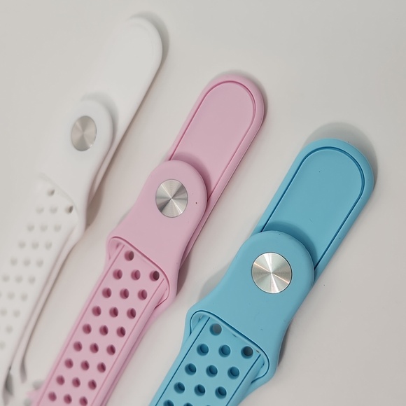 COPY - 22 mm lug Apple Watch Compatible 3 band latex snap band set for MEN, NWT - Picture 9 of 15